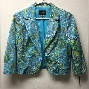 Pantology Sz 12 Women’s Blue Green Paisley Blazer Sport Coat